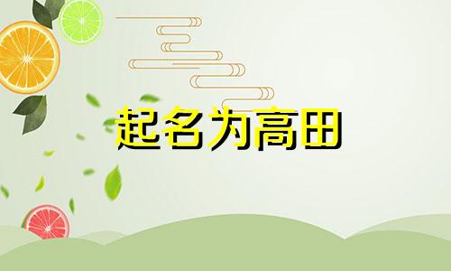 起名为高田 的名字有哪些