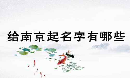 给南京起名字有哪些
