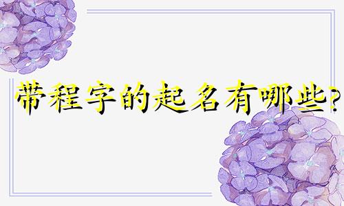带程字的起名有哪些?