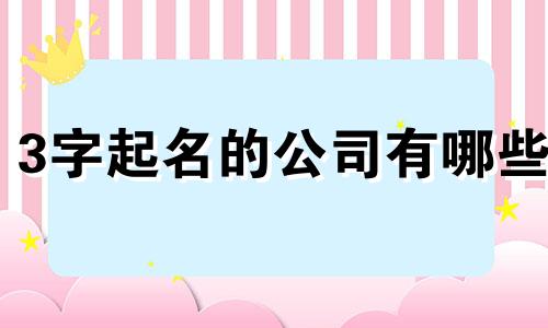 3字起名的公司有哪些