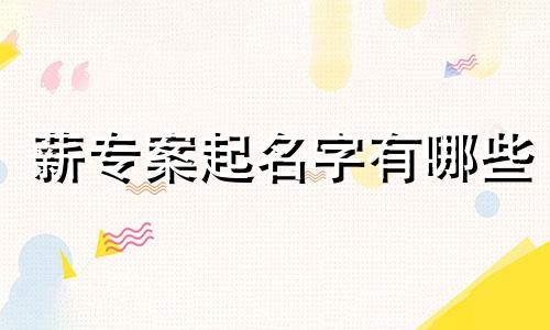 薪专案起名字有哪些