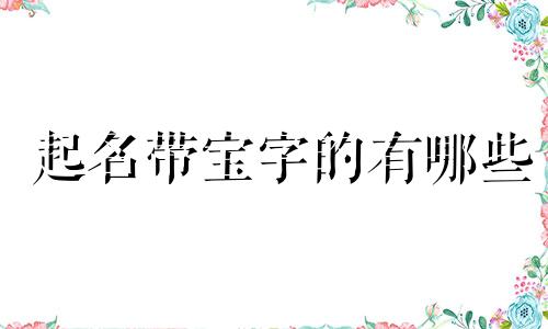 起名带宝字的有哪些