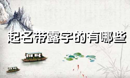起名带露字的有哪些