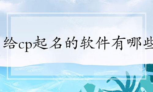 给cp起名的软件有哪些