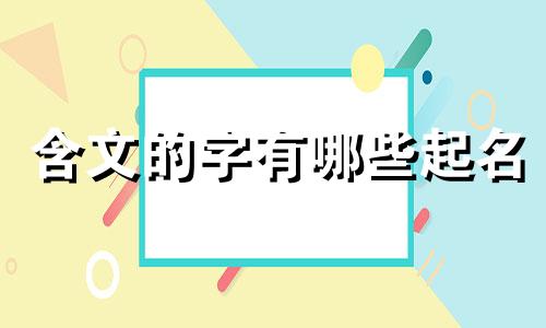 含文的字有哪些起名