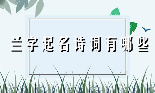 兰字起名诗词有哪些