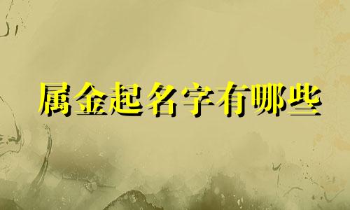 属金起名字有哪些