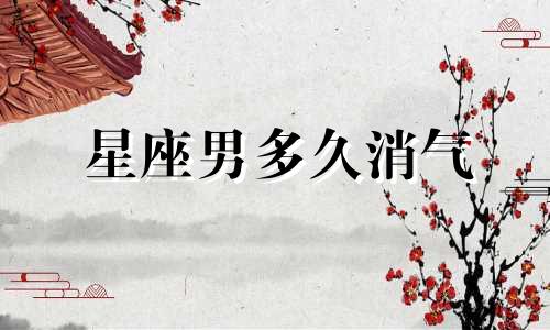 星座男多久消气