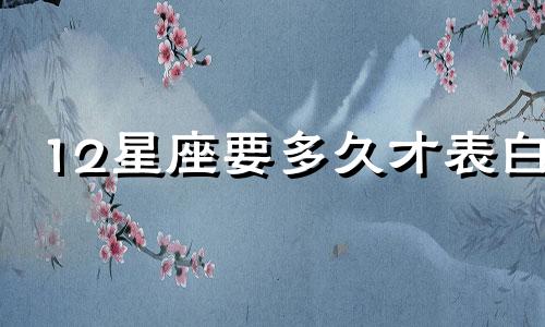 12星座要多久才表白