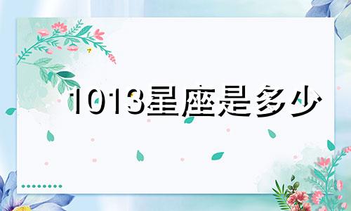 1013星座是多少